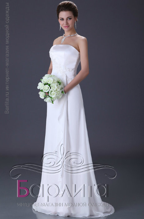 Белое свадебное платье со шлейфом &quot;Анита&quot; Белое воздушное свадебное платье в греческом стиле. Платье  имеет небольшой шлейф, который придаст особый шарм вашему образу.