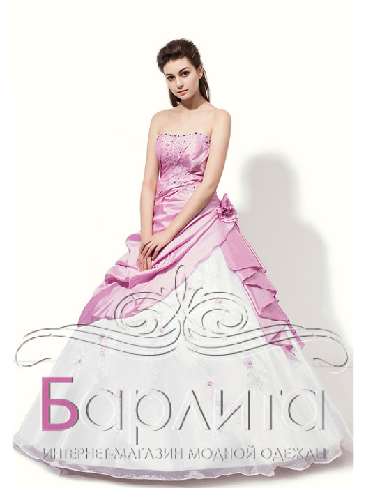 Платье комбинированное для Принцессы Красивое праздничное бальное платье с открытым верхом. Лиф платья расшит узорами.